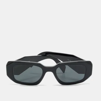 Pre-owned Prada Black Spr 17w Symbole Rectangle Sunglasses