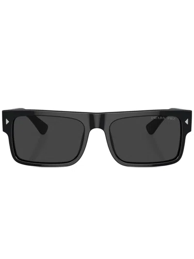 Prada Rectanglular Frame Sunglasses In Black