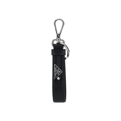 Prada Black Stainless Steel Keychain
