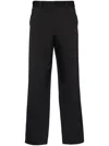 Prada Cotton-silk Straight-leg Trousers In Black