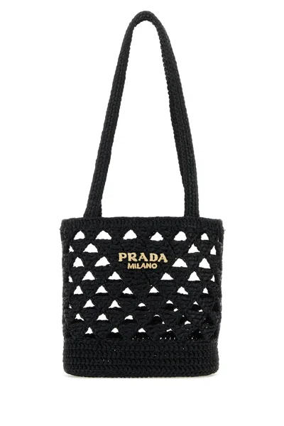 PRADA BLACK STRAW HANDBAG