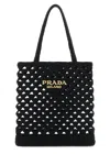 Prada Straw Tote Bag With Knit Design And Shoulder Straps