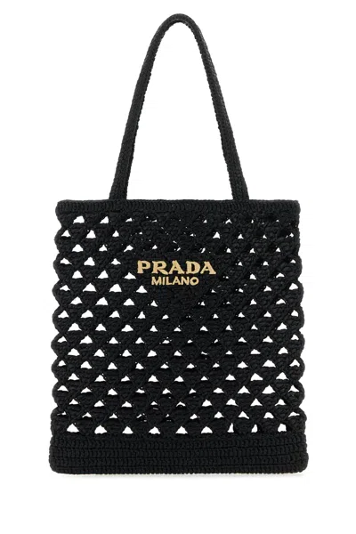 PRADA BLACK STRAW HANDBAG
