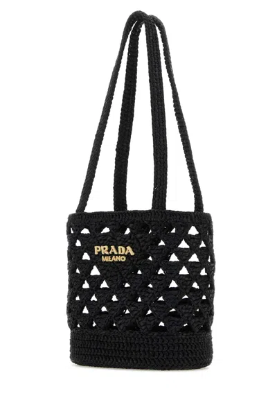 Prada Black Straw Handbag In Neroc