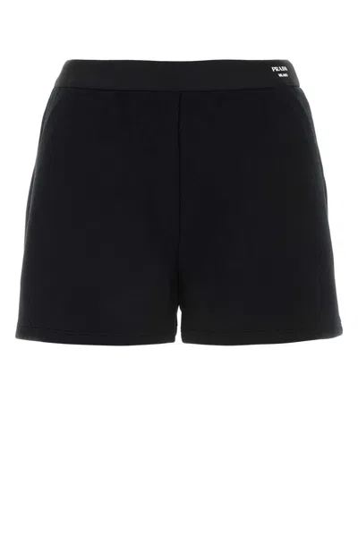 Prada Woman Black Stretch Cotton Blend Shorts