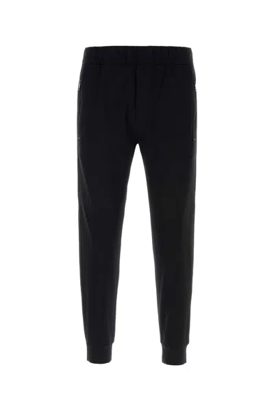 Prada Stretch Cotton Pants Side And Back Pockets In Black