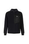 Prada Stretch Cotton Hooded Sweatshirt Chest Pocket In Animal Print