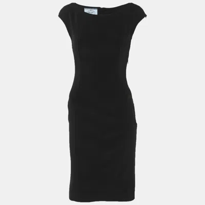 Pre-owned Prada Black Stretch Crepe Sleeveless Mini Dress S