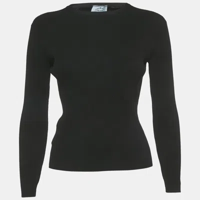 Pre-owned Prada Black Stretch Knit Full Sleeve Sweater Xs