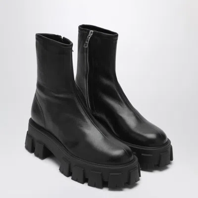 Prada Black Stretch Nappa Monolith Ankle Boots