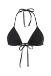 Prada Stretch Re-nylon Rhinestone Halterneck Bikini In Nero