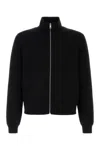 Prada Stretch Wool Blend Cardigan With Front Pockets In Nero