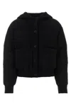 Prada Hooded Wool Blend Jacket With Elastic Cuffs