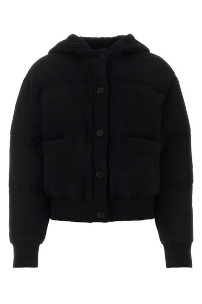 PRADA BLACK STRETCH WOOL PADDED JACKET