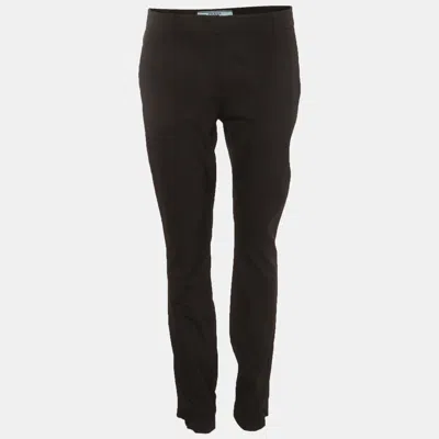 Pre-owned Prada Black Stretch Wool Zip Detail Trouser M