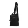 Prada Logo Re-nylon And Saffiano Leather Backpack In Black