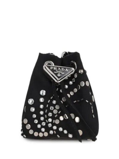 Prada Black Studded Bucket Bag