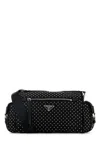 Prada Studded Re-nylon Crossbody Bag In Black