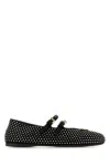 Prada Crystal Saffiano Dual Mary Jane Ballerina Flats