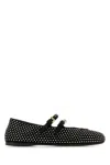 Prada Crystal Saffiano Dual Mary Jane Ballerina Flats In Cristal