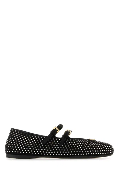 PRADA BLACK SUEDE BALLERINAS