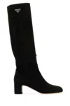 Prada Logo Plaque-detail Panelled Boots In Nero