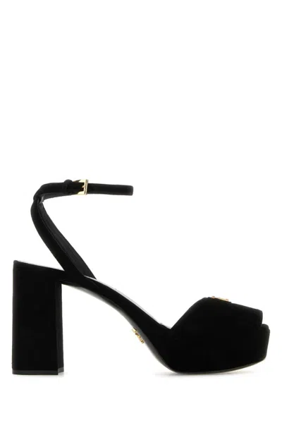 Prada Black Suede Heels