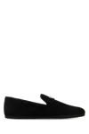 Prada Versatile Round Toe Suede Loafers In Black