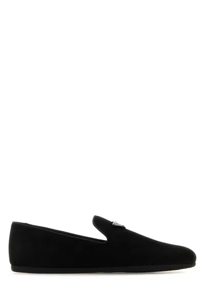 Prada Black Suede Loafers