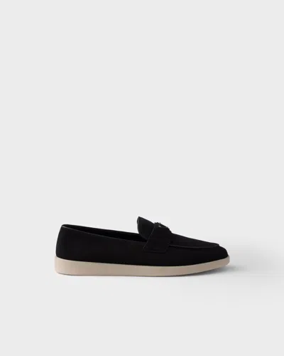 Prada Black Suede Loafers