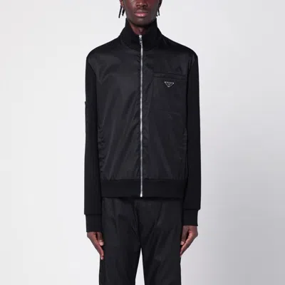 Prada Black Sweatshirt With Re-nylon Insert Men