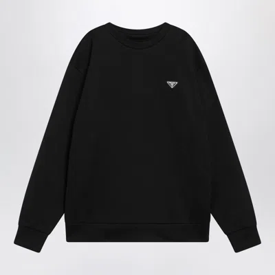 Prada Black Sweatshirt With Triangle Logo Men