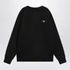 Prada Triangle Logo Wool Crewneck Sweater In Black