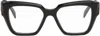 Prada Black Symbole Rectangle Acetate Glasses In Black