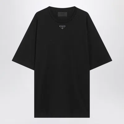 Prada Triangle Logo Oversized T-shirt In Black