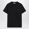 Prada Enamel Triangle-logo Cotton T-shirt In Black