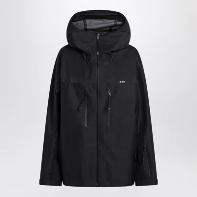 Prada Hooded Jacket Long Sleeves Multiple Zip Pockets In Black