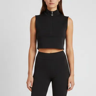 Pre-owned Prada Black Technical Jersey Zip-up Crop Top M