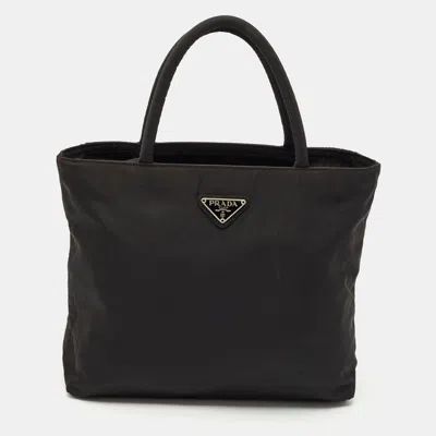 Pre-owned Prada Black Tessuto City Zip Tote