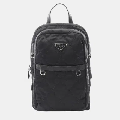Pre-owned Prada Black Tessuto Impunto Backpack