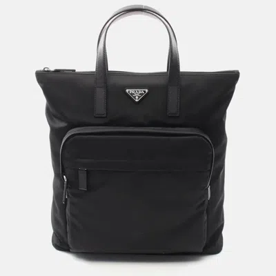 Pre-owned Prada Black Tessuto Nylon And Saffiano Leather Backpack Bag