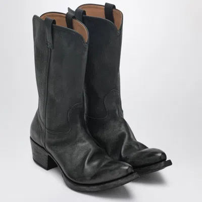 PRADA PRADA  BLACK TEXAN BOOTS IN LEATHER