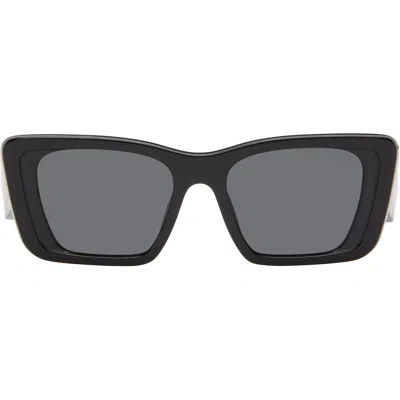 Prada Black Thick Cat Eye Acetate Sunglasses In Red