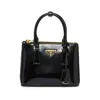 Prada Galleria Mini Patent Top-handle Bag In Black