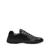 Prada Black Leather And Tech Fabric Sneakers In Black