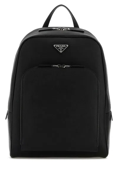 Prada Black Triangle-logo Backpack
