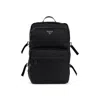 Prada Black Triangle Logo Backpack In Black