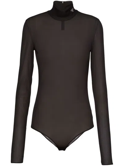 Prada Black Triangle-logo Jersey Bodysuit