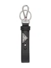 Prada Men Portachiavi In Pelle Saffiano In Black
