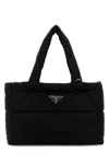 Prada Black Triangle-logo Plaque Tote In Black